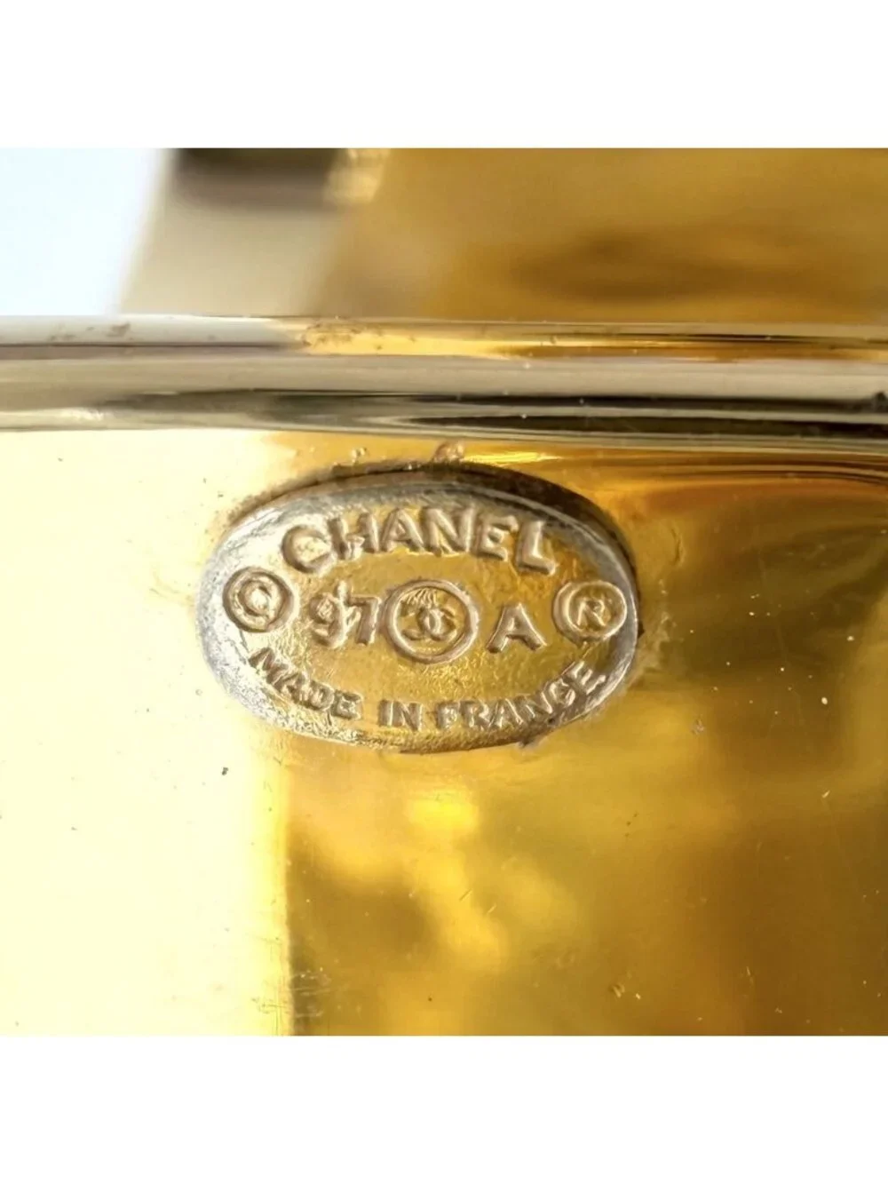 Chanel Bangle Bracelet CC Logo Vintage Turnlock Gold Plated